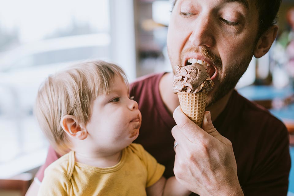 Father-Feeding-Baby-Ice-Cream-Cone
